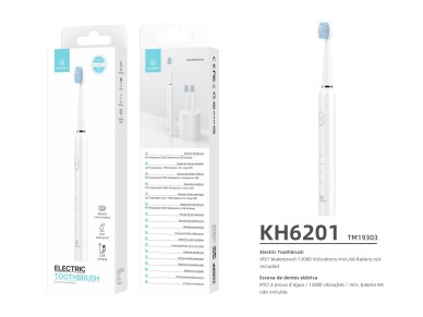 Techancy KH6201 White Electric Toothbrush, IPX7 Waterproof, Replaceable Brush Head, Rechargeable Bat