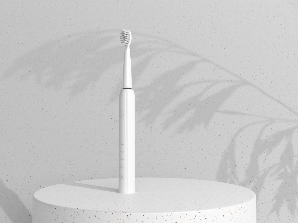 Techancy KH6203 White Electric Toothbrush, IPX7 Waterproof, Replaceable Brush Head, Rechargeable Bat