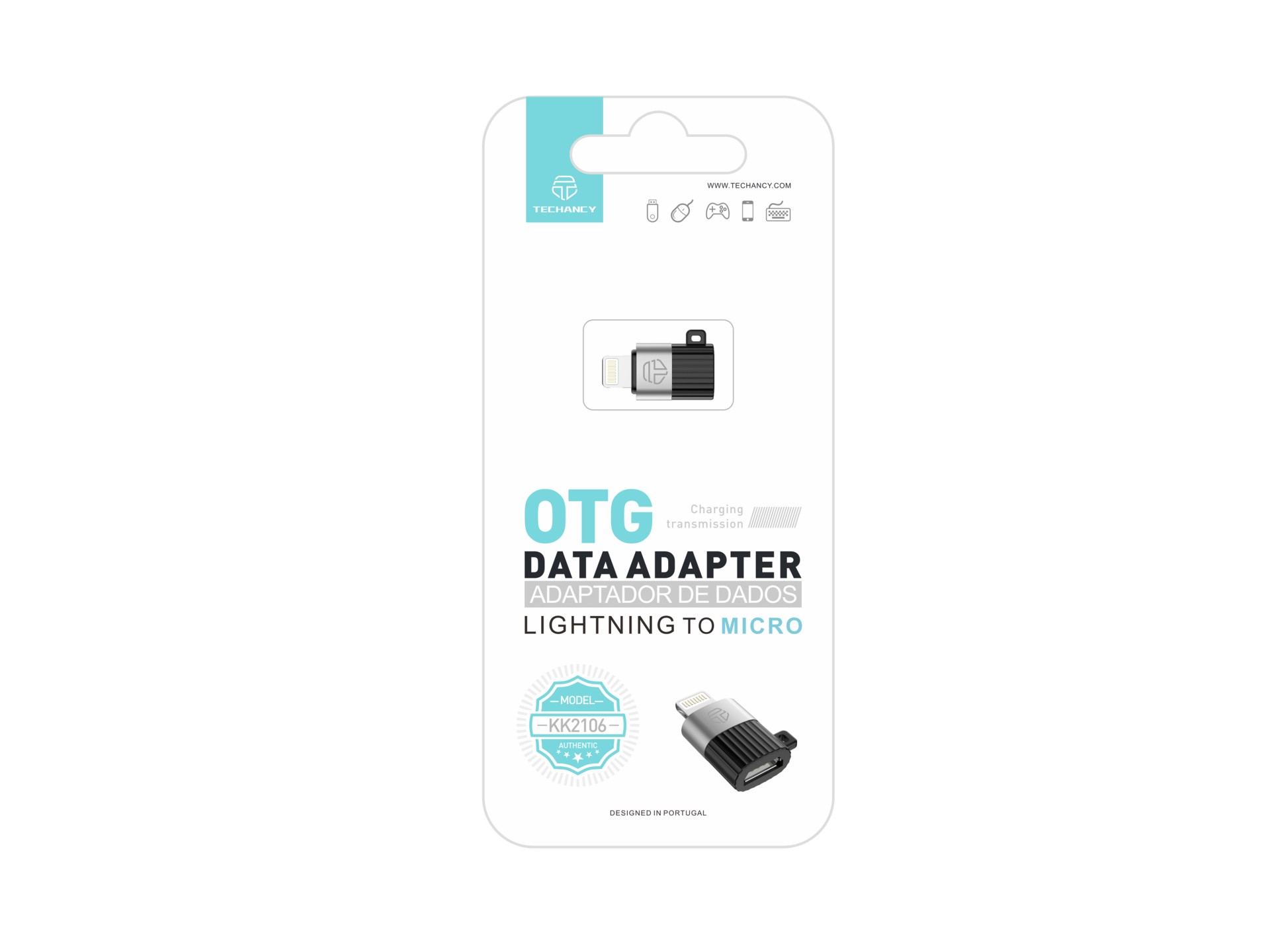 Techancy OTG Adapter, KK2106, Lightning to Micro, Supports Charging and Data Transfer, Compact and P