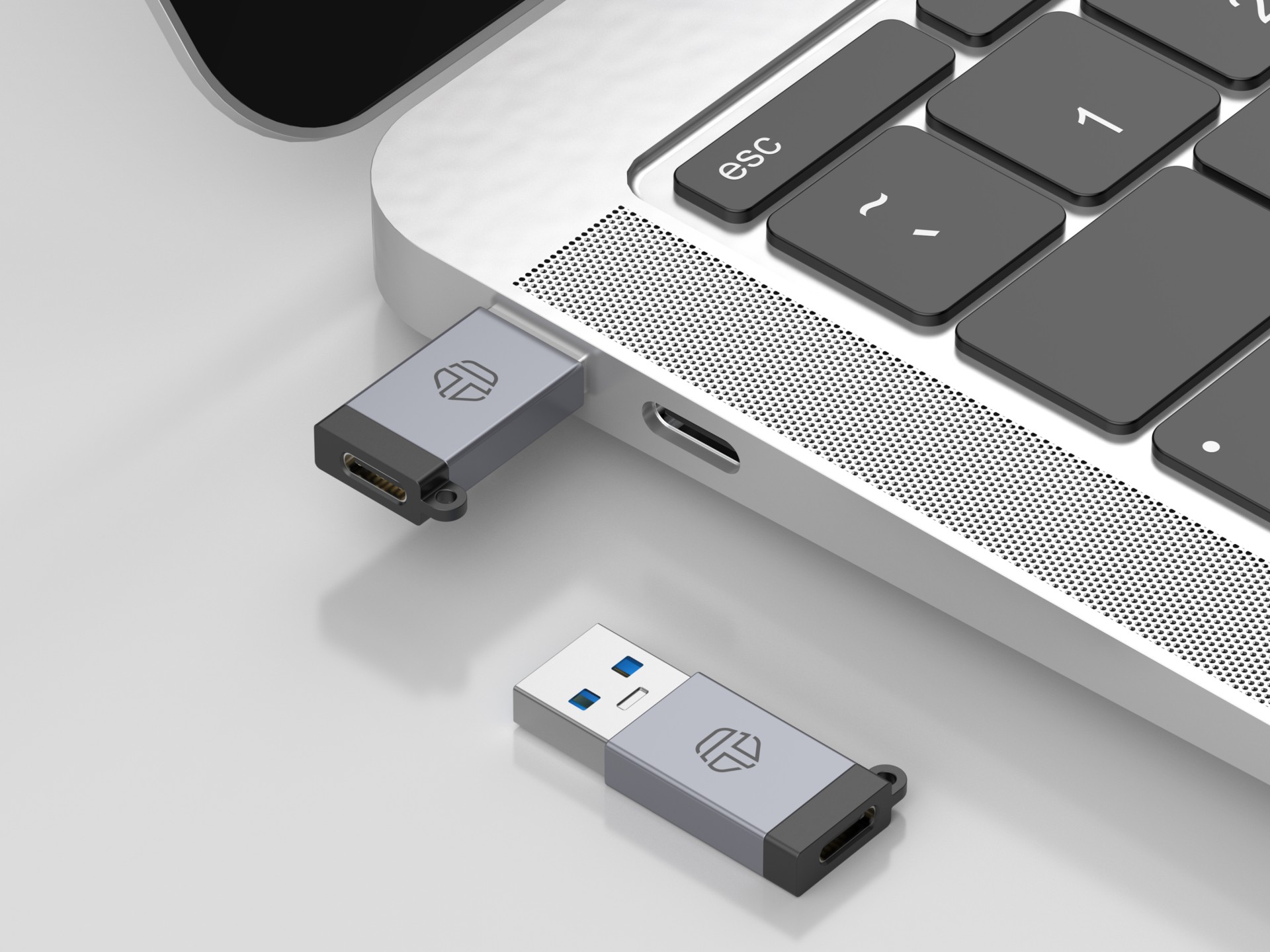 Techancy Adaptador USB-A para USB-C OTG KK2110 , liga de alumínio, suporte transferência de dados, c