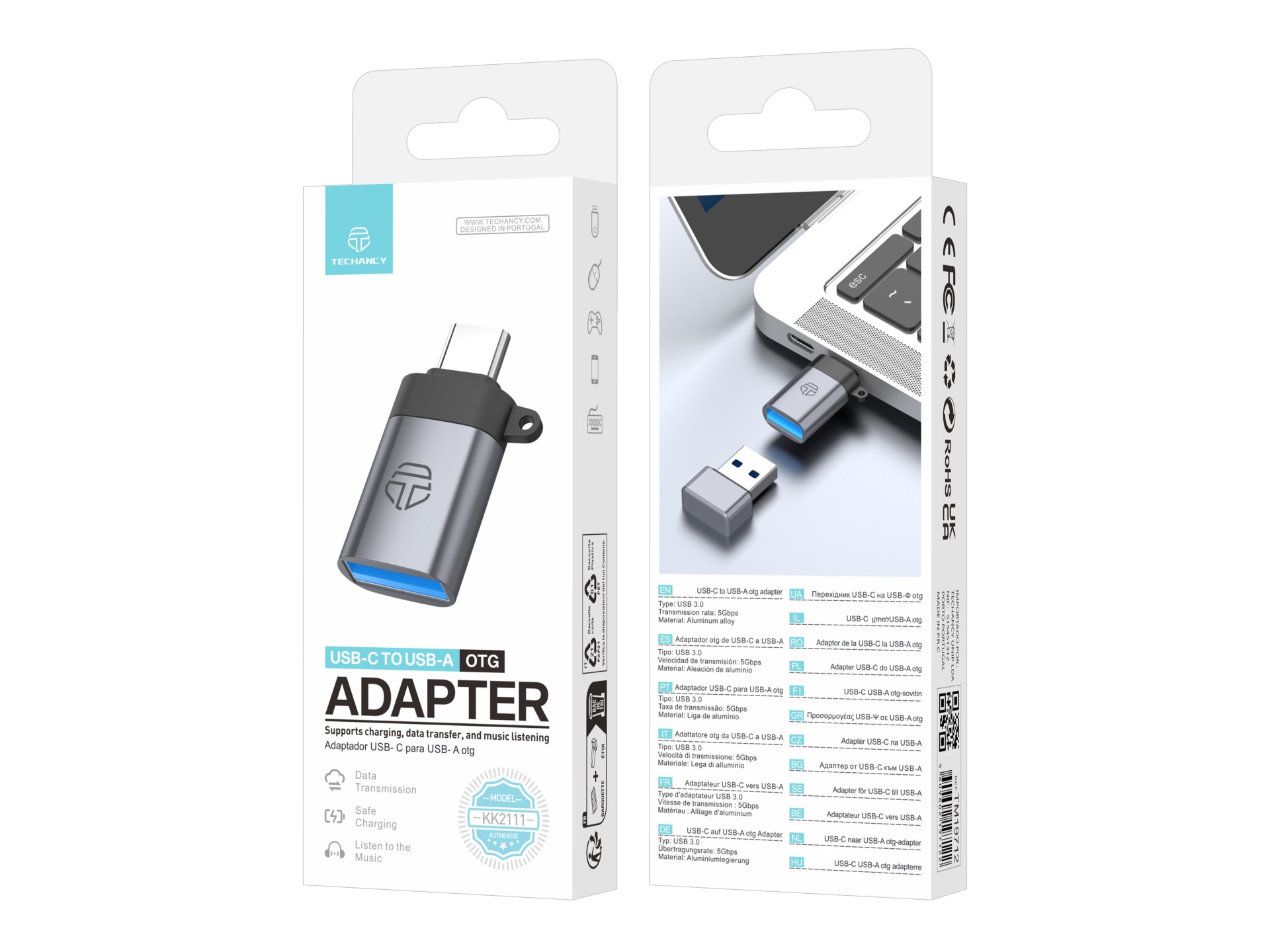 Adaptador OTG USB-C a USB-A Techancy KK2111: alta velocidad de transferencia, carga segura y alta co