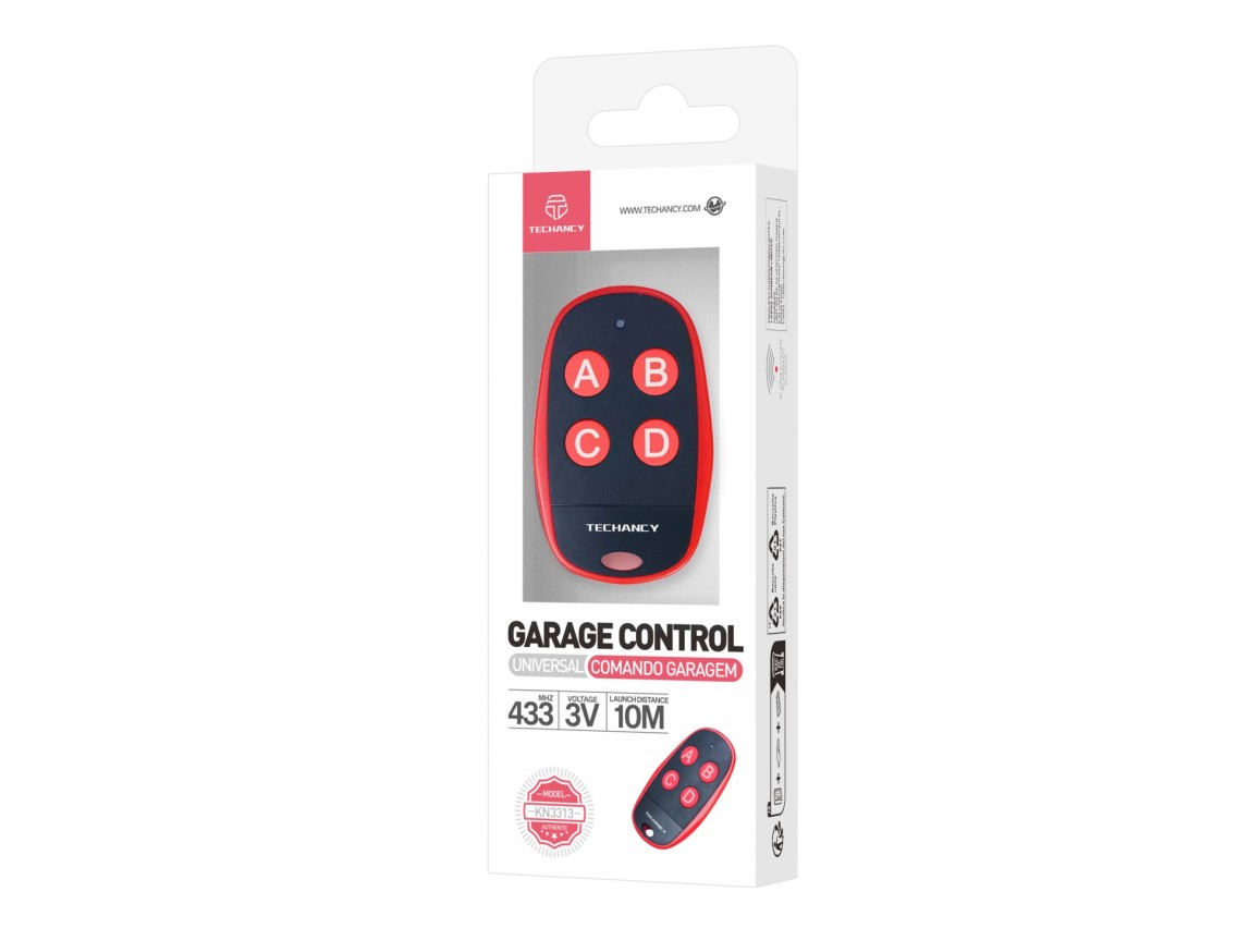Control remoto universal para puerta de garaje Techancy KN3313 de 433 MHz, compatible con puertas de