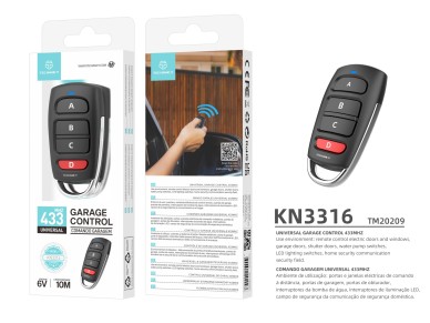 Techancy Universal Remote Control KN3316, 433mhz, For Windows, Doors, Garage Doors, Etc., Easy To Us
