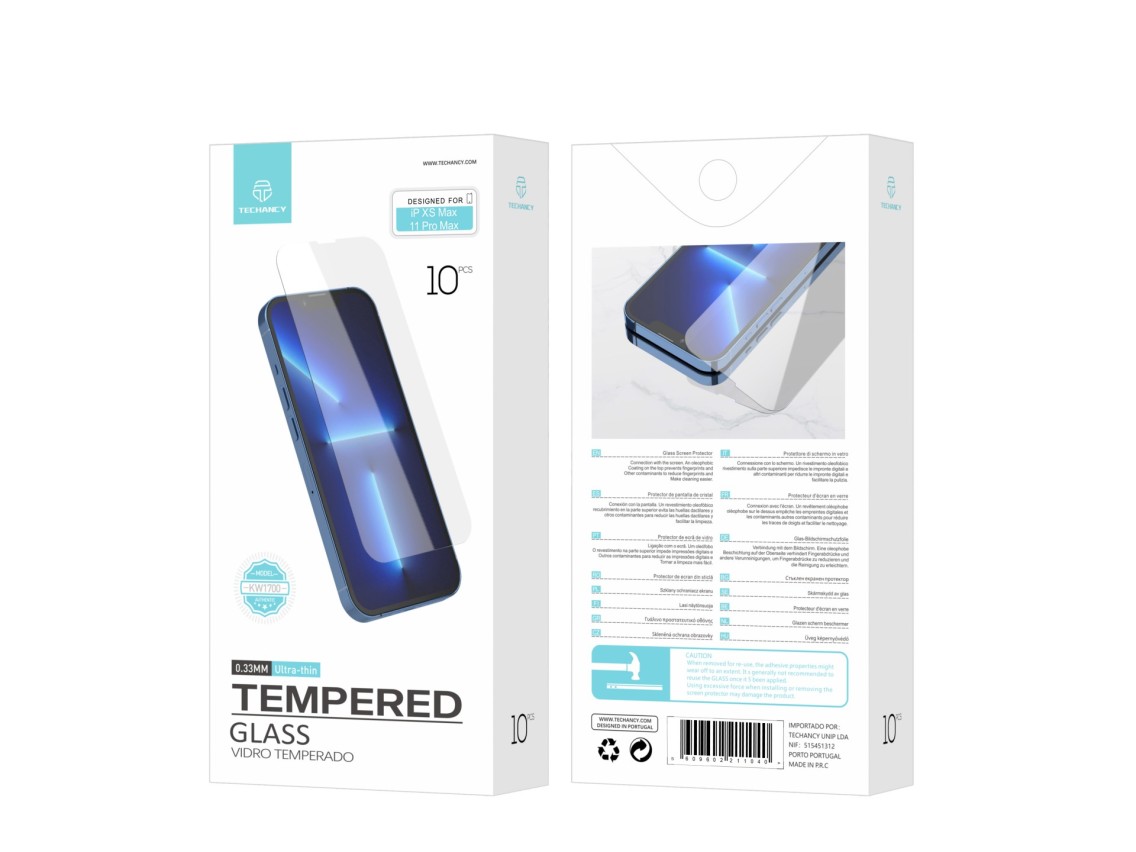 Techancy Película de Vidro Temperado para iPhone Xs Max/11 Pro Max KW1700 , 0.33MM, Anti-riscos, Al