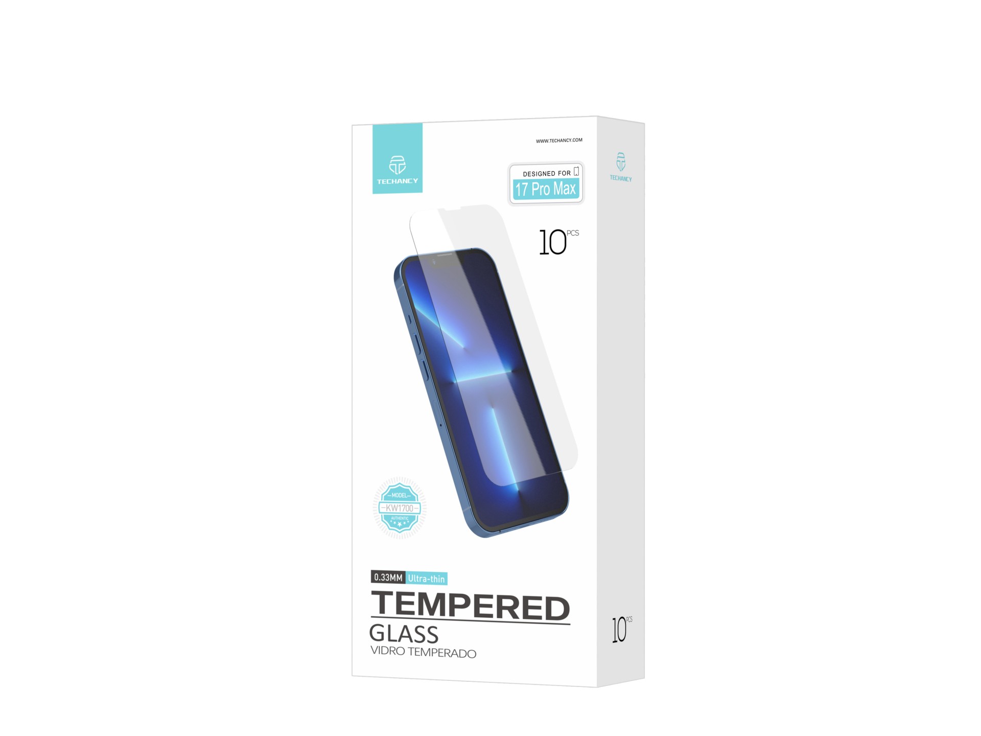 Protector de pantalla de vidrio templado Techancy para iPhone 17 Pro Max KW1700, 0,33 mm, ultrafino,