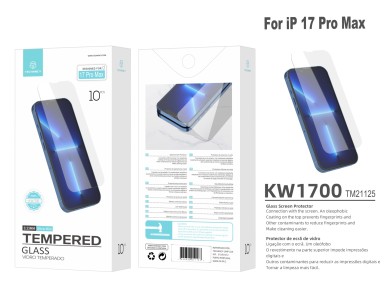 Techancy Pelicula de Vidro Temperado para iPhone 17 Pro Max KW1700, 0.33MM Ultra Fino, Anti Impressa Techancy Pelicula de Vidro Temperado para iPhone 17 Pro Max KW1700, 0.33MM Ultra Fino, Anti Impressa
