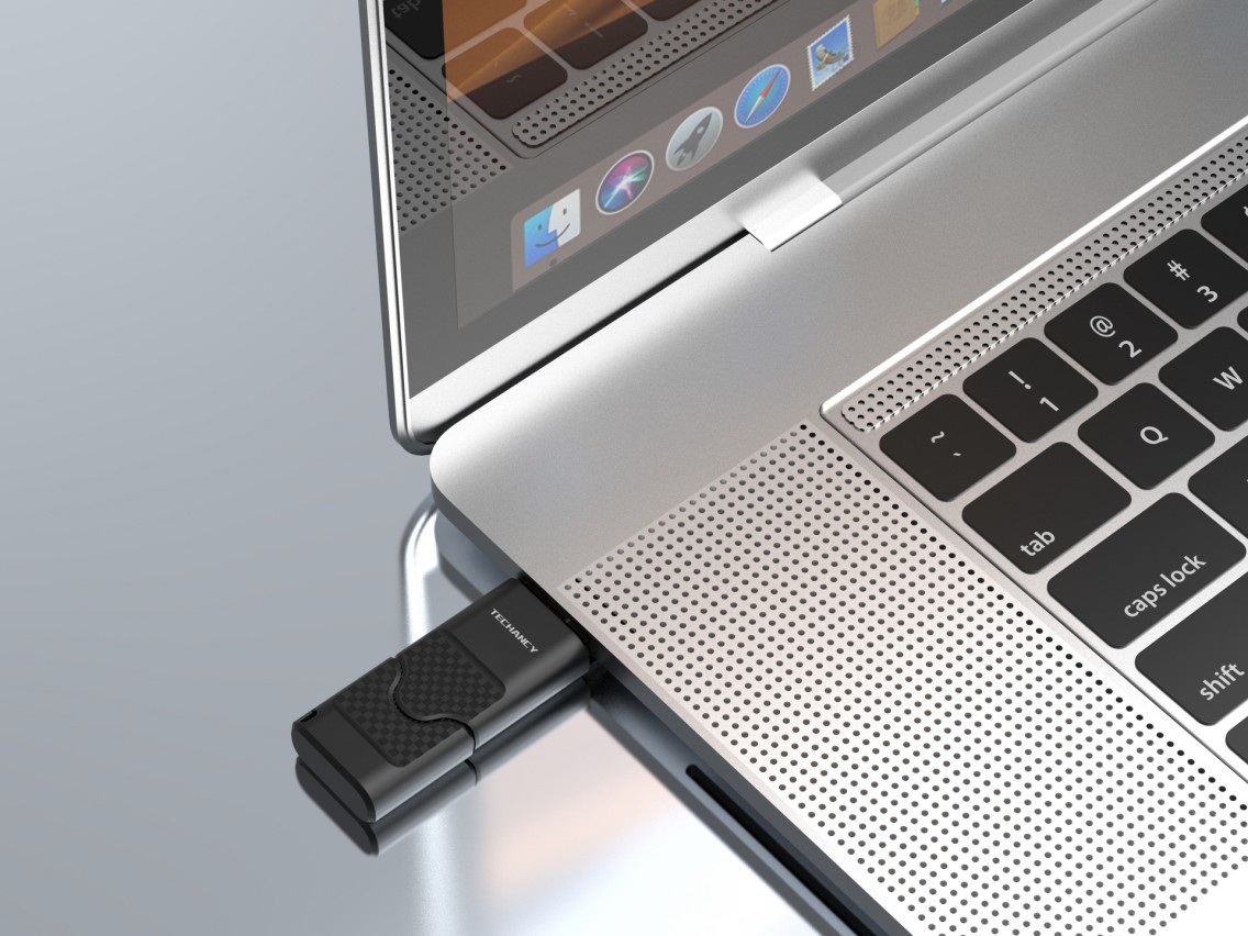 Techancy USB Flash Drive 64GB Preto LB2901, Usb 2.0, Compatível com PC/Mobile/Mac, Armazenamento seg