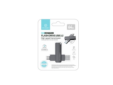 Unidad flash USB 3.2 de alta velocidad Techancy LB2904, 64 GB, conector USB-A tipo CE 2 en 1, compat