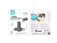 Unidad flash USB 3.2 de alta velocidad Techancy LB2904, 64 GB, conector USB-A tipo CE 2 en 1, compat