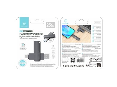 Unidad flash USB 3.2 de alta velocidad Techancy LB2904, 256 GB, conector USB-A tipo CE 2 en 1, compa