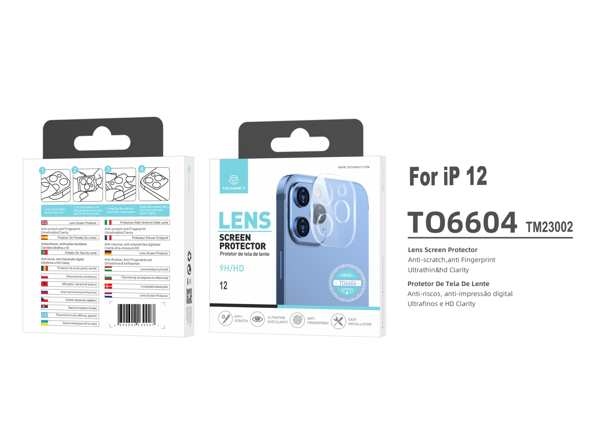 Techancy Lens Protector for iPhone 12 TO6604, 9H Anti-scratch, Anti-fingerprint, Ultra-thin and HD,