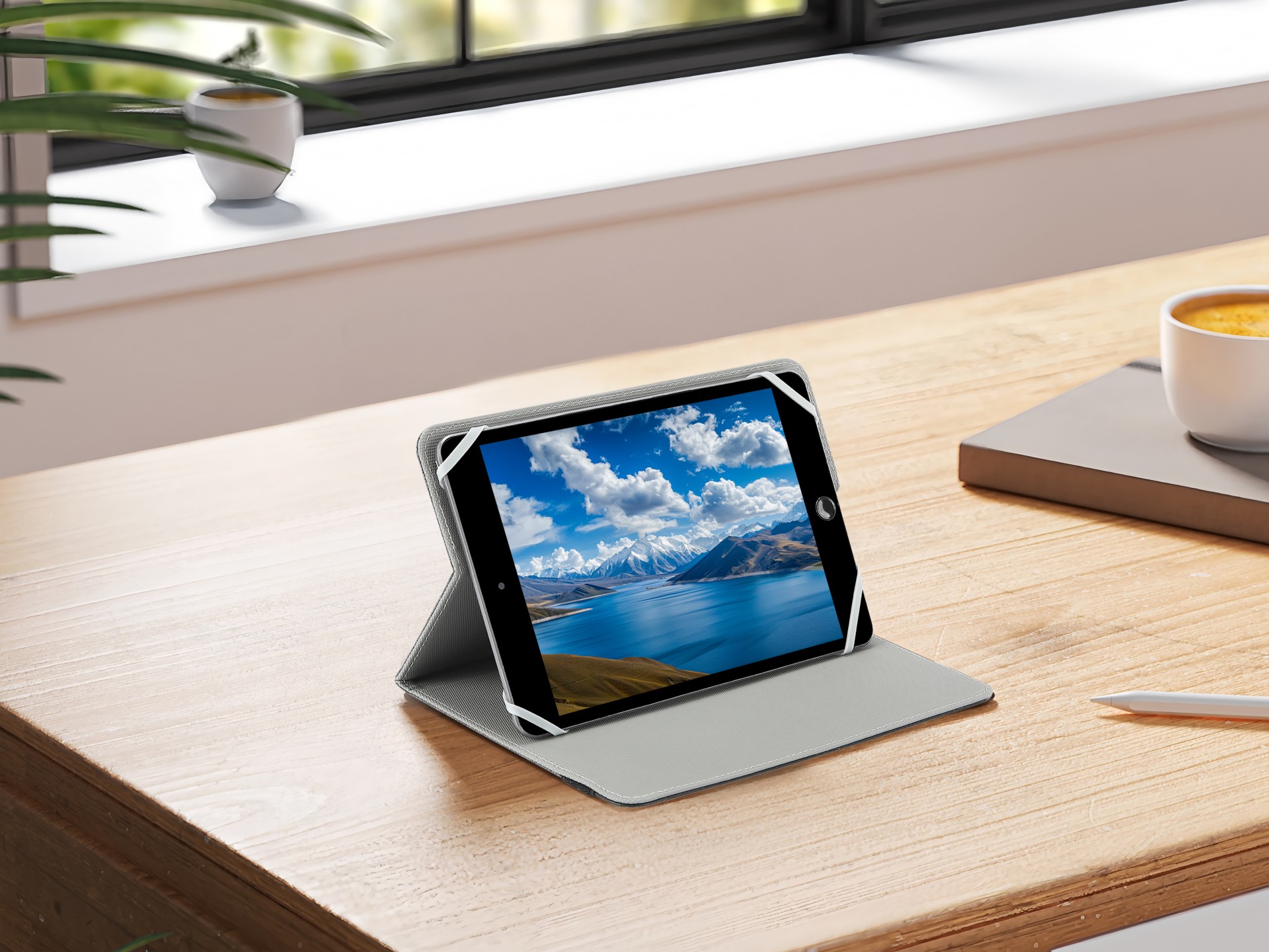 Funda universal Techancy TN1610 para tableta de 9 a 10,1 pulgadas, de cuero, silicona, ajustable, co