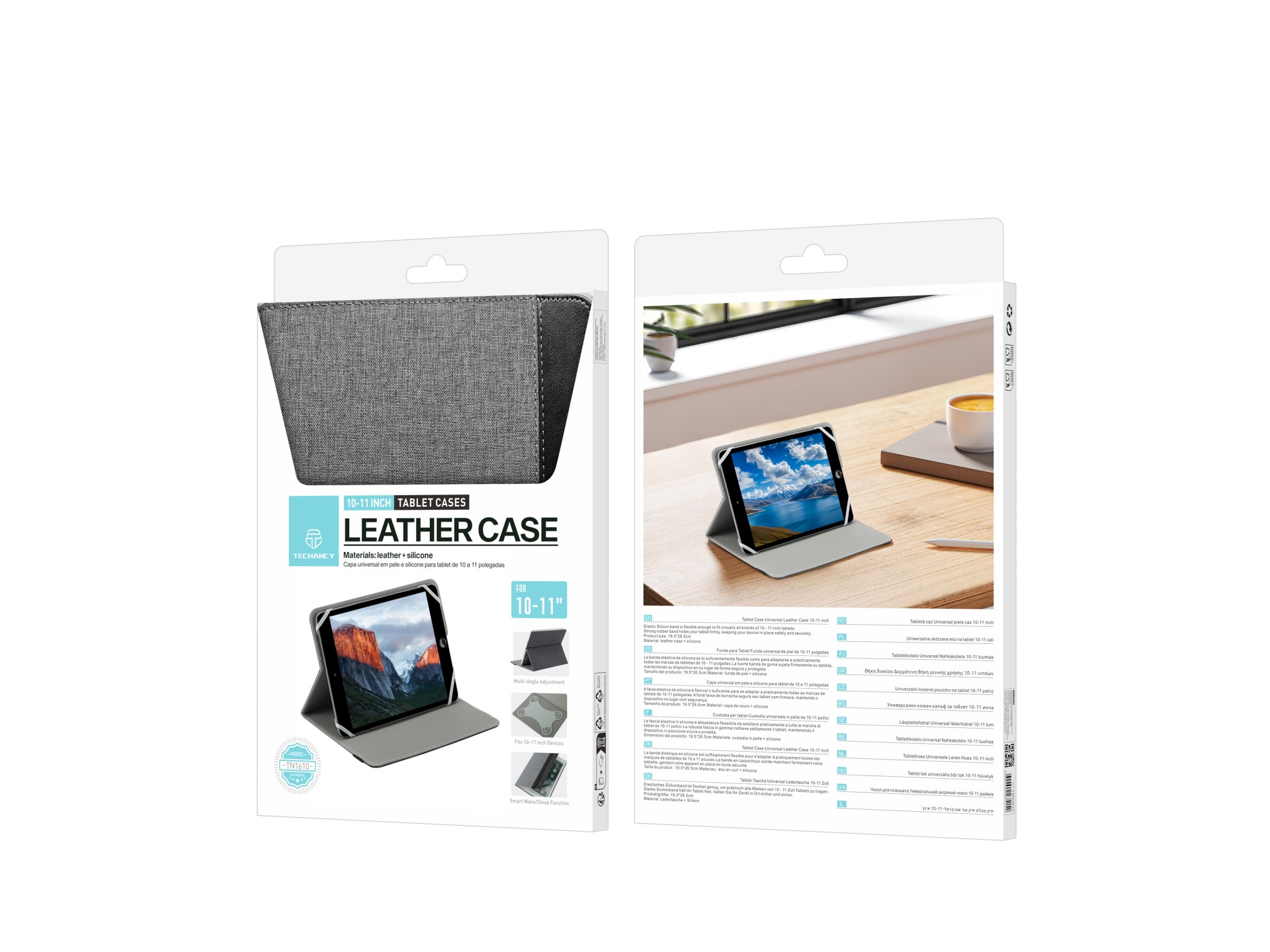 Techancy Capa Tablet TN1610 Universal Para 10-11 Polegadas Couro Silicone Ajustavel Multiangulos Fai