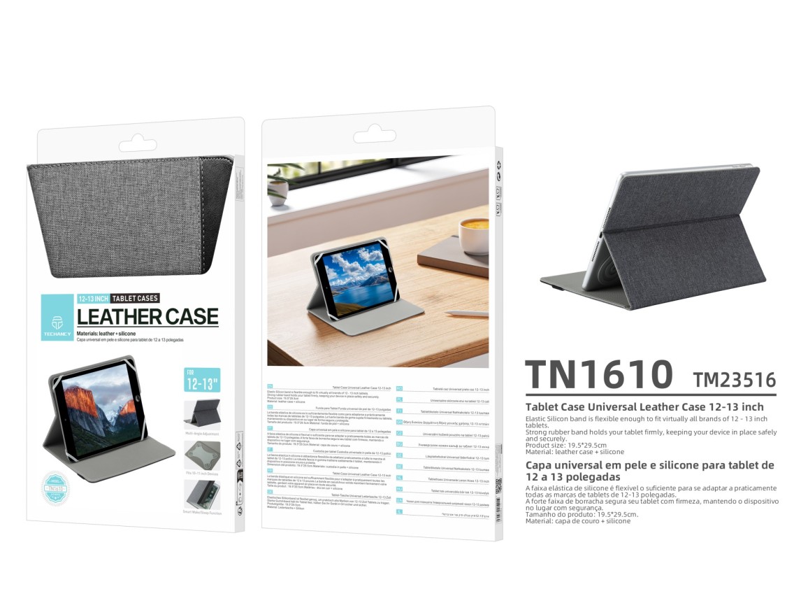 Funda universal Techancy TN1610 para tableta de 12-13 pulgadas, de cuero, silicona, ajustable, con b