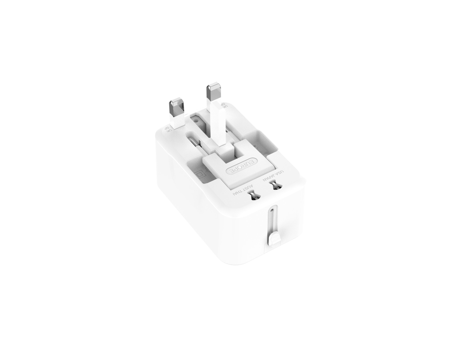 Techancy Adaptador Universal De Viagem Branco MB2500, 2500 W (Máx.) Função De Conversão De Ficha De