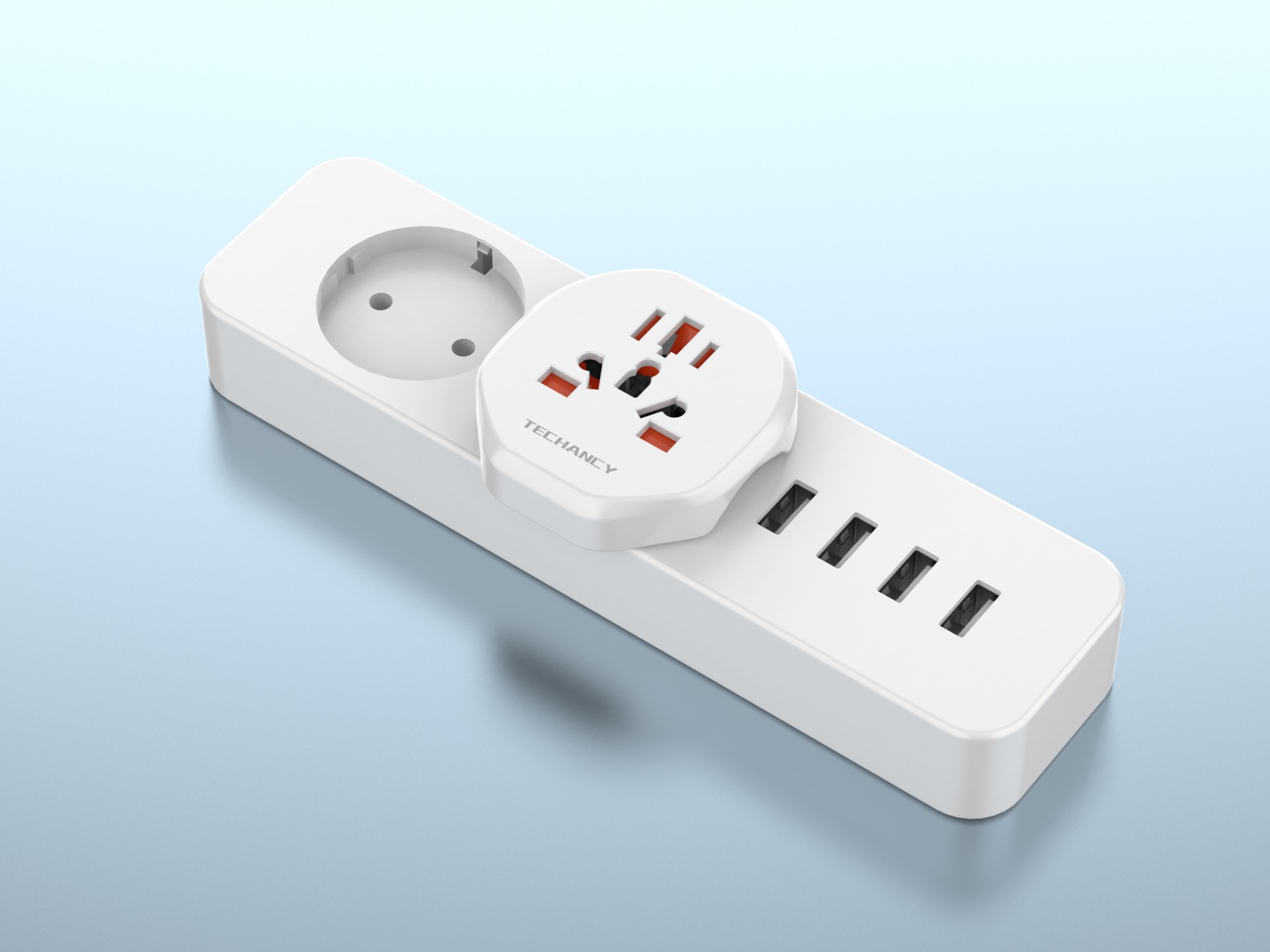 Techancy Adaptador De Viagem Branco MB2500, 2500w (Máx.) Ue Para Tomada Global Para Viagens Transfro