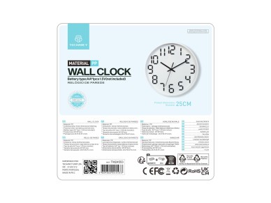 Techancy Rel�gio De Parede ME2621, 25 Cm De Di�metro, Gravado Em 3d, Rel�gio Silencioso Para Casa, E