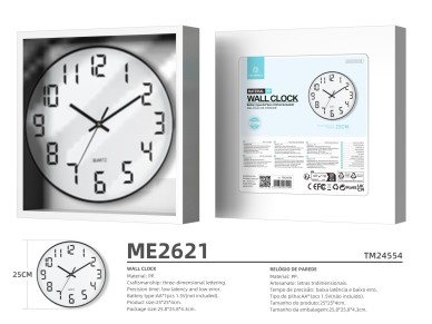 Techancy Rel�gio De Parede ME2621, 25 Cm De Di�metro, Gravado Em 3d, Rel�gio Silencioso Para Casa, E
