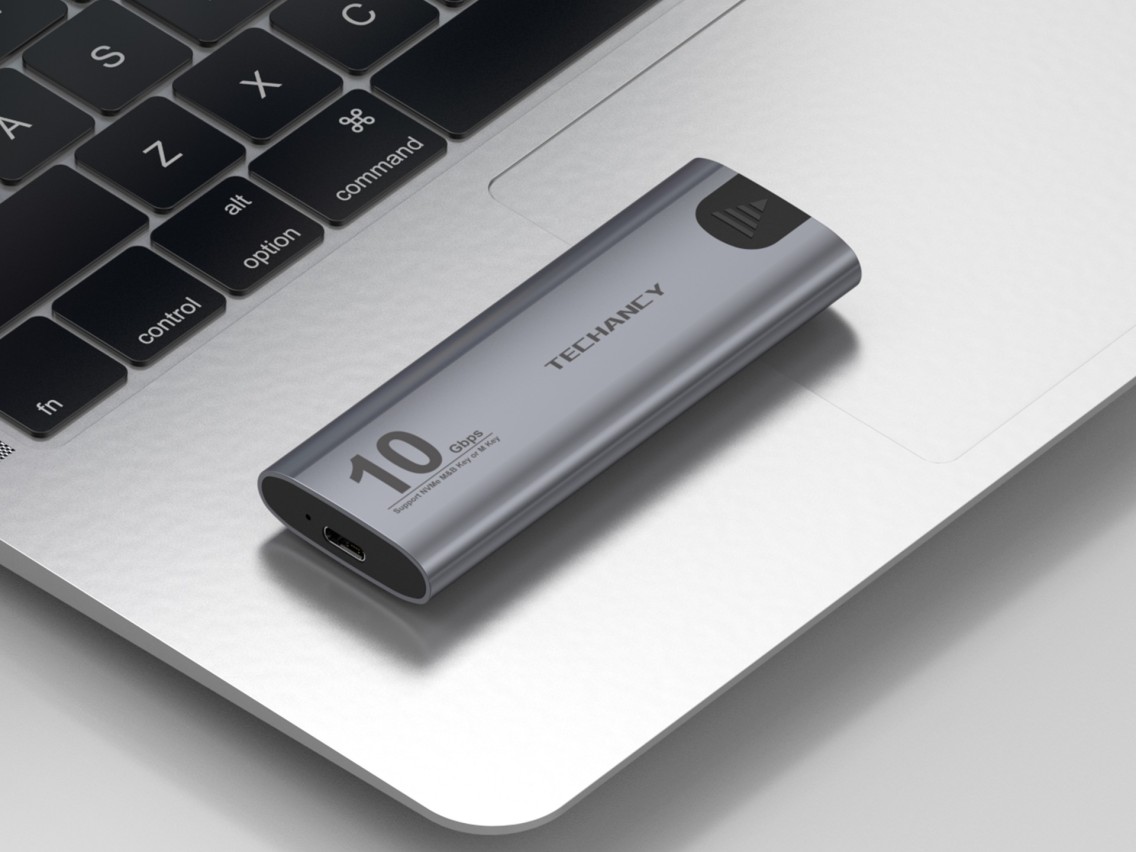 Techancy High-Speed Portable M.2 NVMe SSD Enclosure MF1301 Gray, 10Gbps with USB-C, Compatible and E