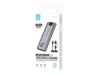 Techancy High-Speed Portable M.2 NVMe SSD Enclosure MF1301 Gray, 10Gbps with USB-C, Compatible and E