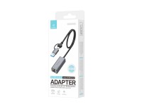 Adaptador Ethernet Techancy USB-A/USB-C a RJ-45 MG1425, compatible con sistemas Mac OS, iOS y Window