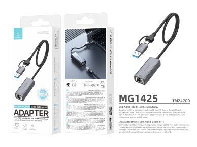 Techancy USB-A/USB-C to RJ-45 Ethernet Adapter MG1425, Compatible with Mac OS, iOS, Windows Systems,