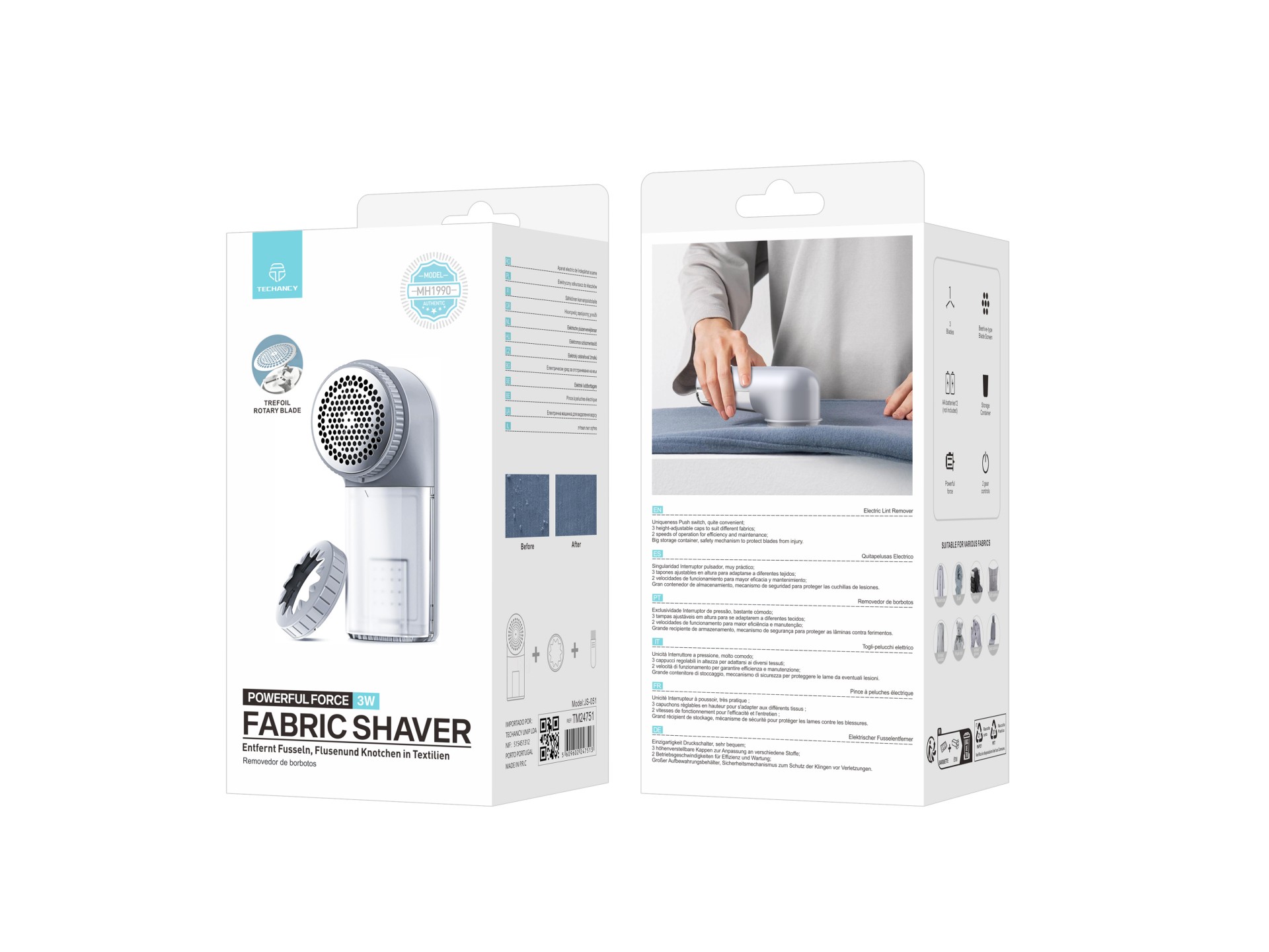 Techancy Removedor de Borbotos MH1990 , cinza, com 3 ajustes de altura, duas velocidades para tecid