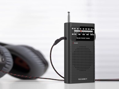 Radio FM/AM port�til Techancy MJ2924 con sintonizaci�n manual, conector para auriculares de 3,5 mm, 