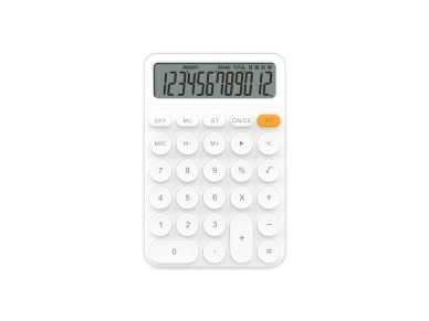 Techancy Calculadora escritorio MK1165 LCD 12 digitos com funcoes MRC GT MU e tecla CE clara Branco
