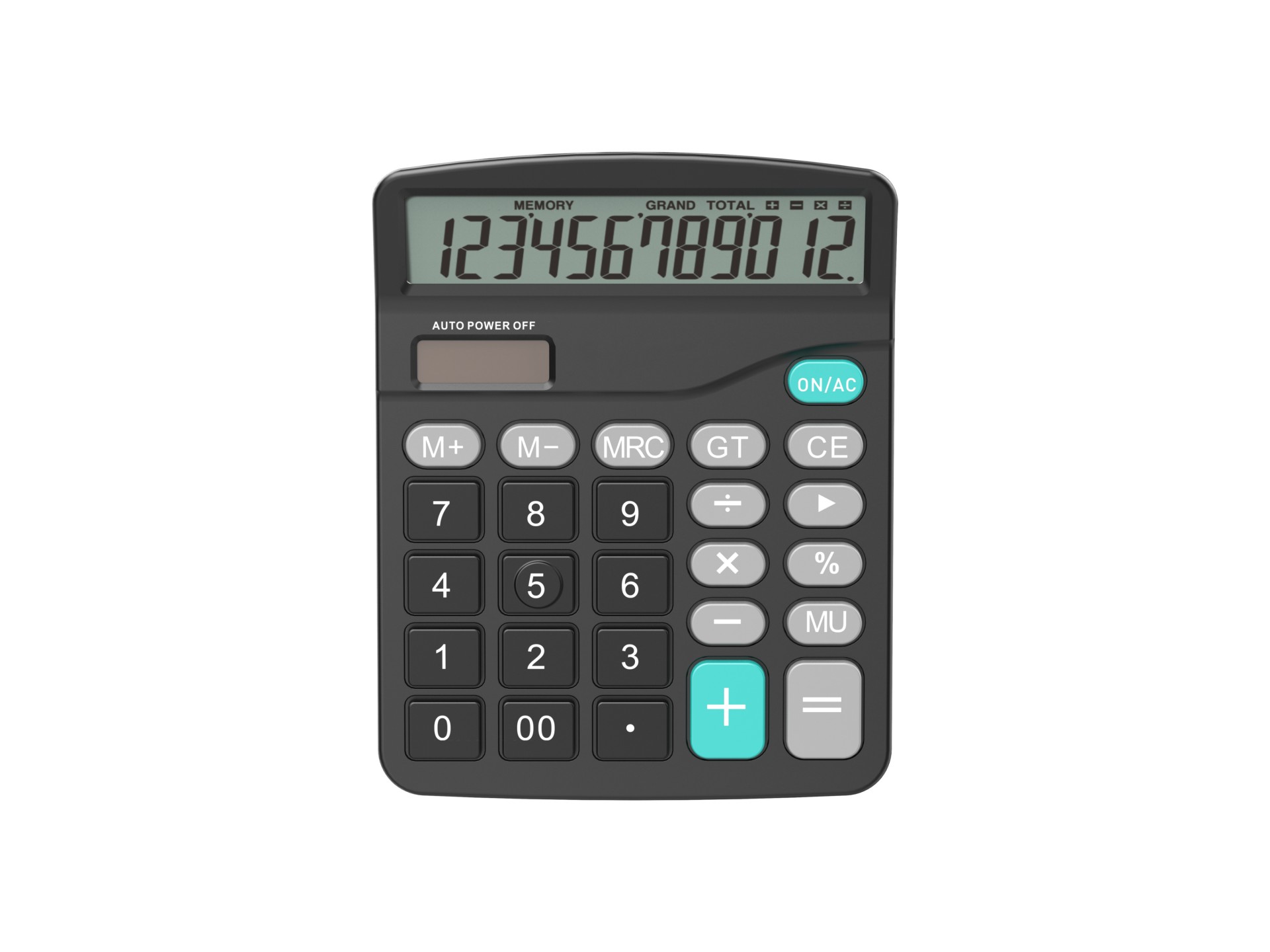 Techancy Calculadora de Mesa MK1167 12 Dígitos Dupla Energia Função GT/MU ABS TM25002 Preto