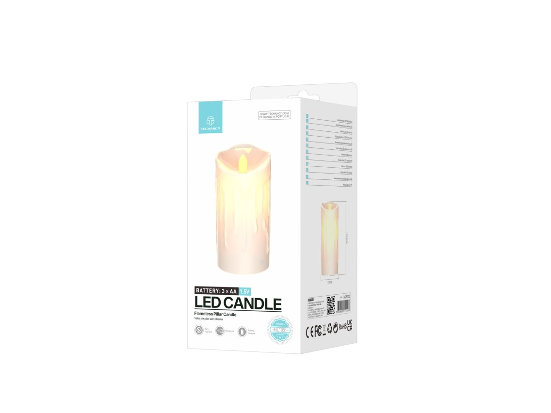 Techancy LED Candle ML1051 Flameless Realistic Pillar Flickering Flame Christmas Decoration Wedding