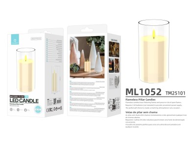 Vela LED Techancy ML1052 sin llama, transparente, realista, para decoraci�n navide�a, bodas, fiestas