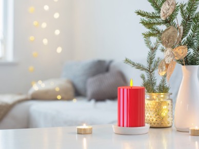 Vela LED Techancy ML1053 sin llama, pilar rojo, llama parpadeante realista, decoraci�n navide�a, bod