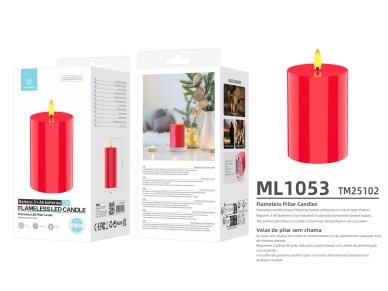 Vela LED Techancy ML1053 sin llama, pilar rojo, llama parpadeante realista, decoraci�n navide�a, bod