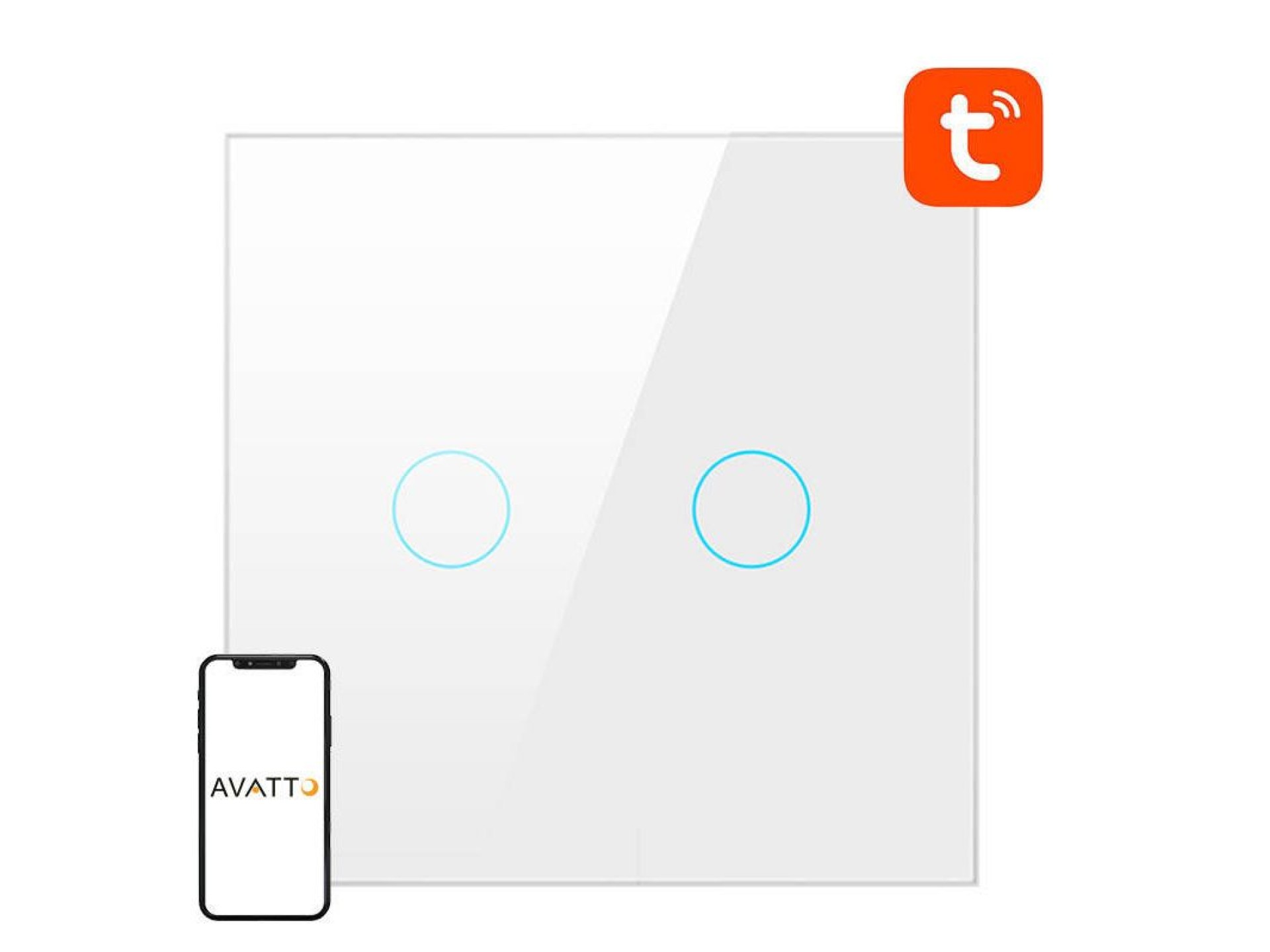 Interruptor de luz inteligente WiFi Avatto TS02-EU-W2 de 2 vías TUYA (blanco)