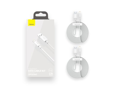 Cable Baseus Simple Wisdom USB-Lightning 1,5 m 2,4A blanco 2 uds