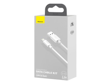 Cable Baseus Simple Wisdom USB-Lightning 1,5 m 2,4A blanco 2 uds