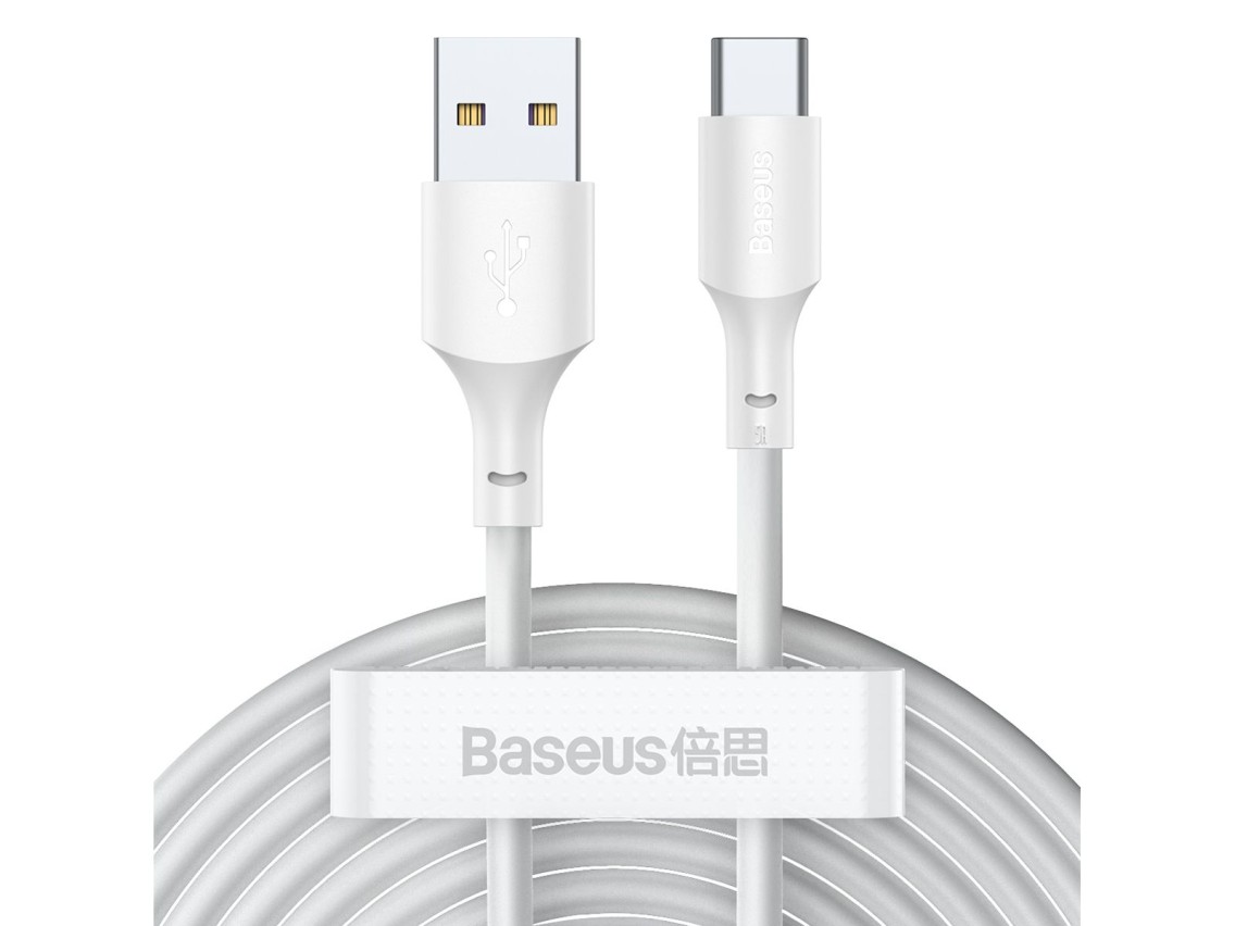 Cable Baseus Simple Wisdom USB - USB-C 1,5 m 5A blanco 2 uds