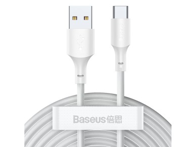 Cable Baseus Simple Wisdom USB - USB-C 1,5 m 5A blanco 2 uds