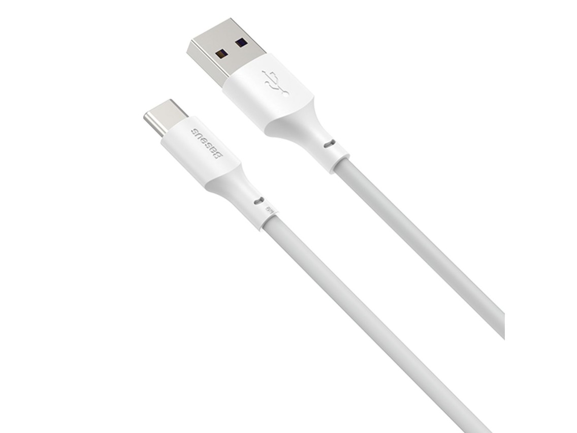 Cable Baseus Simple Wisdom USB - USB-C 1,5 m 5A blanco 2 uds