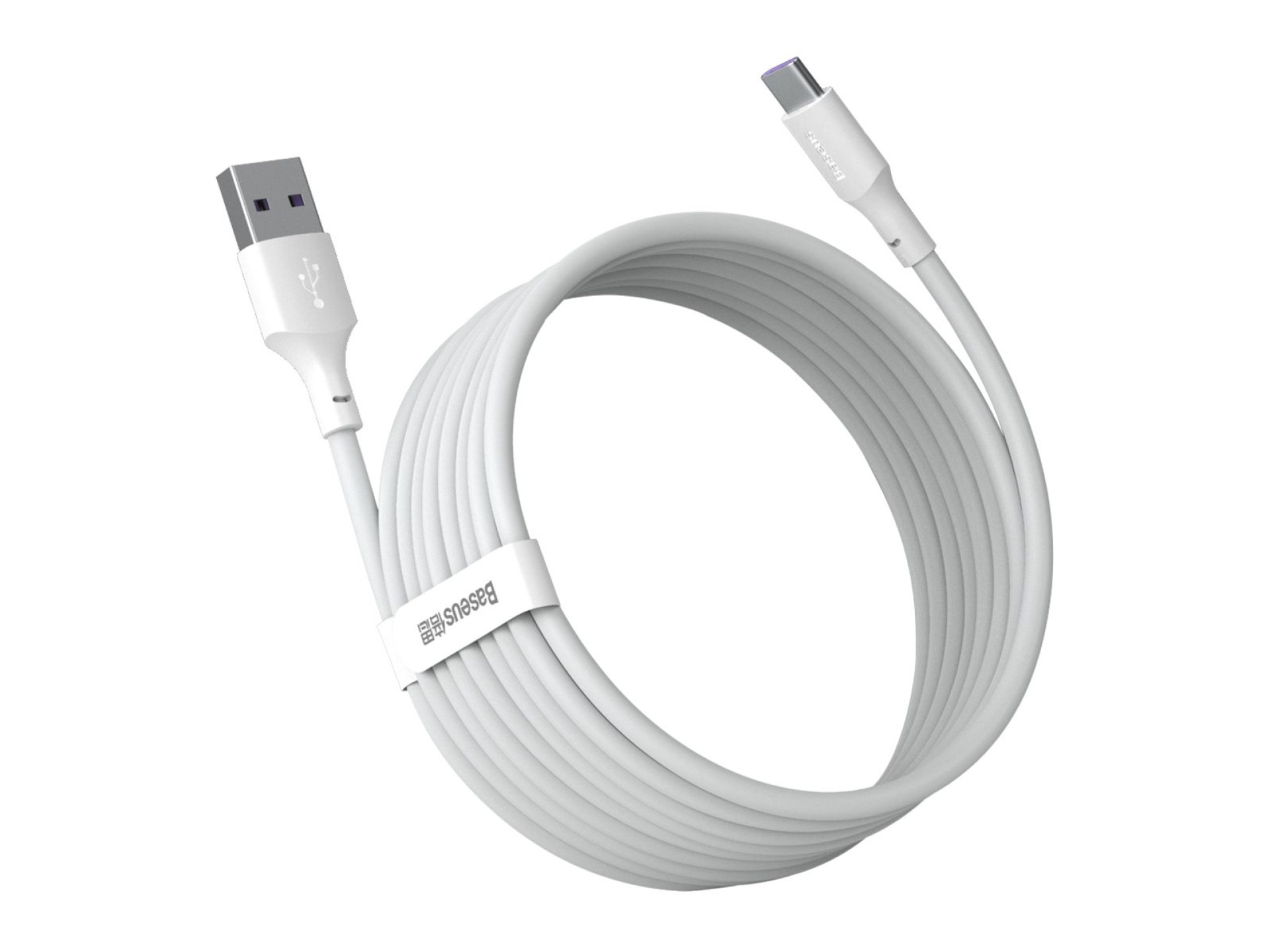 Cable Baseus Simple Wisdom USB - USB-C 1,5 m 5A blanco 2 uds