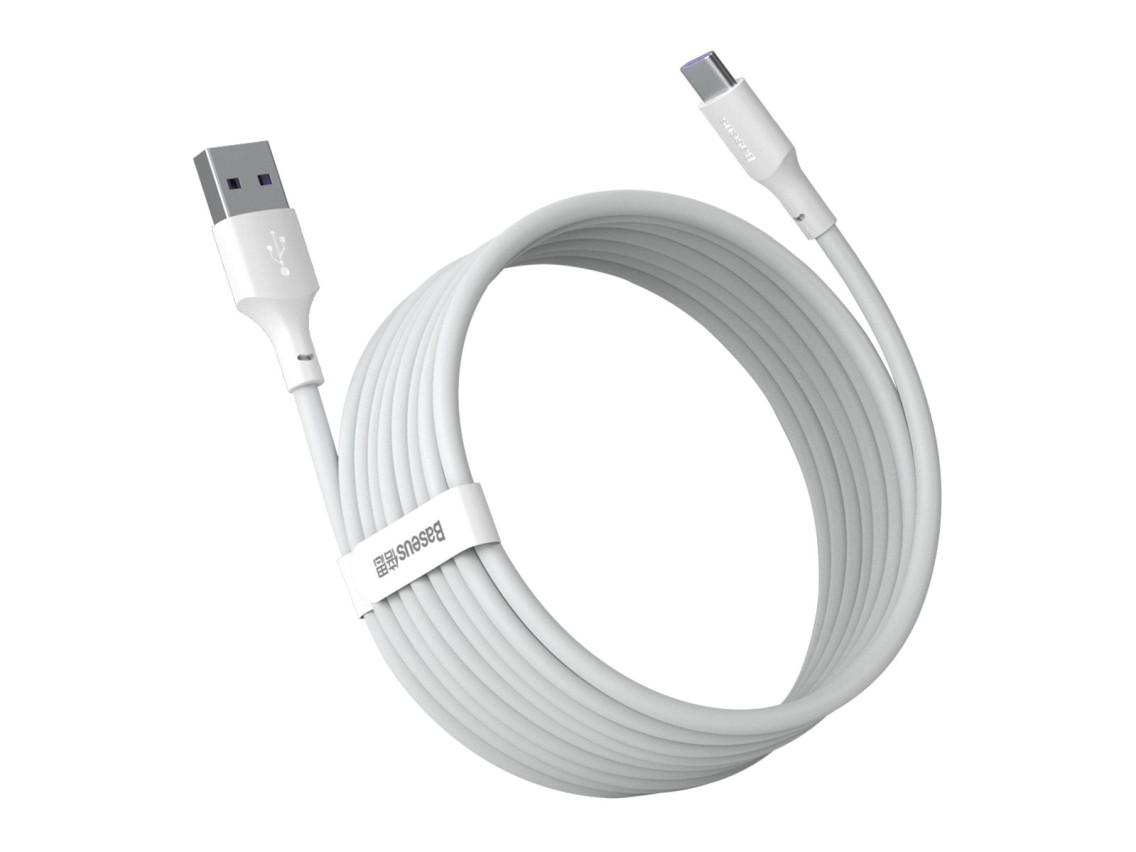 Cable Baseus Simple Wisdom USB - USB-C 1,5 m 5A blanco 2 uds