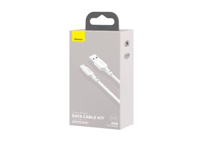 Cable Baseus Simple Wisdom USB - USB-C 1,5 m 5A blanco 2 uds