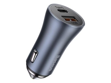Cargador de coche Baseus Golden Contactor Pro 1x USB 1x USB-C QC 40W negro + cable USB - USB-C 5A