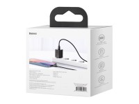 Carregador de parede Baseus Super Si PD 20W 1x USB-C preto + USB-C - Cabo Lightning Carregador de parede Baseus Super Si PD 20W 1x USB-C preto + USB-C - Cabo Lightning