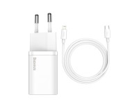 Cargador de pared Baseus Super Si PD 20W 1x USB-C blanco + cable USB-C - Lightning Cargador de pared Baseus Super Si PD 20W 1x USB-C blanco + cable USB-C - Lightning