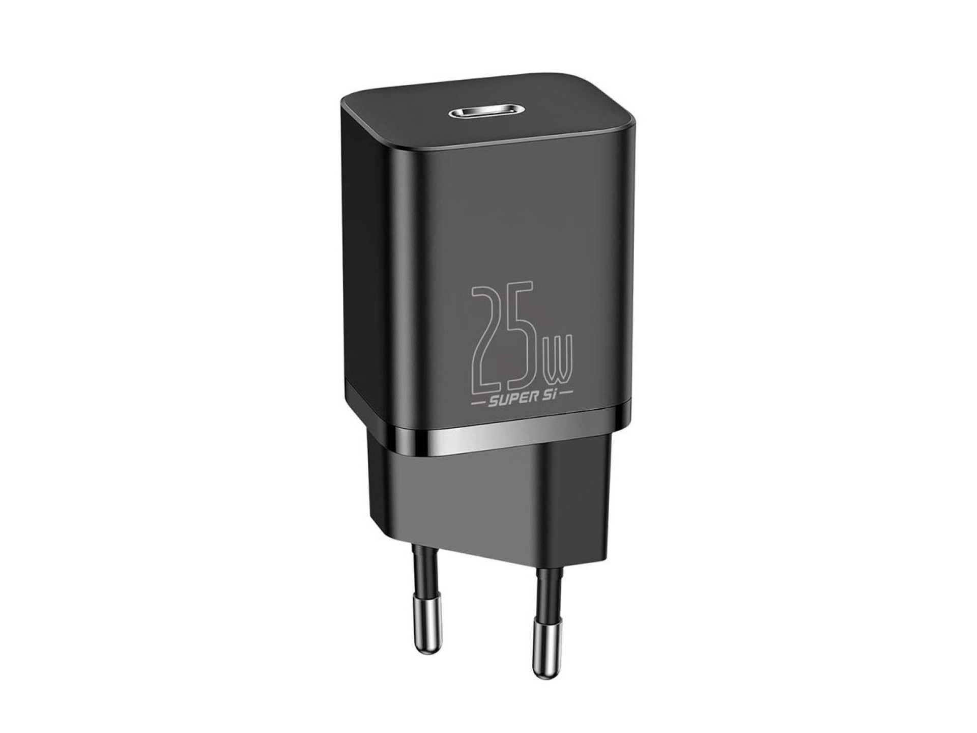 Carregador de parede Baseus Super Si PD 25W 1x USB-C preto + USB-C - cabo USB-C