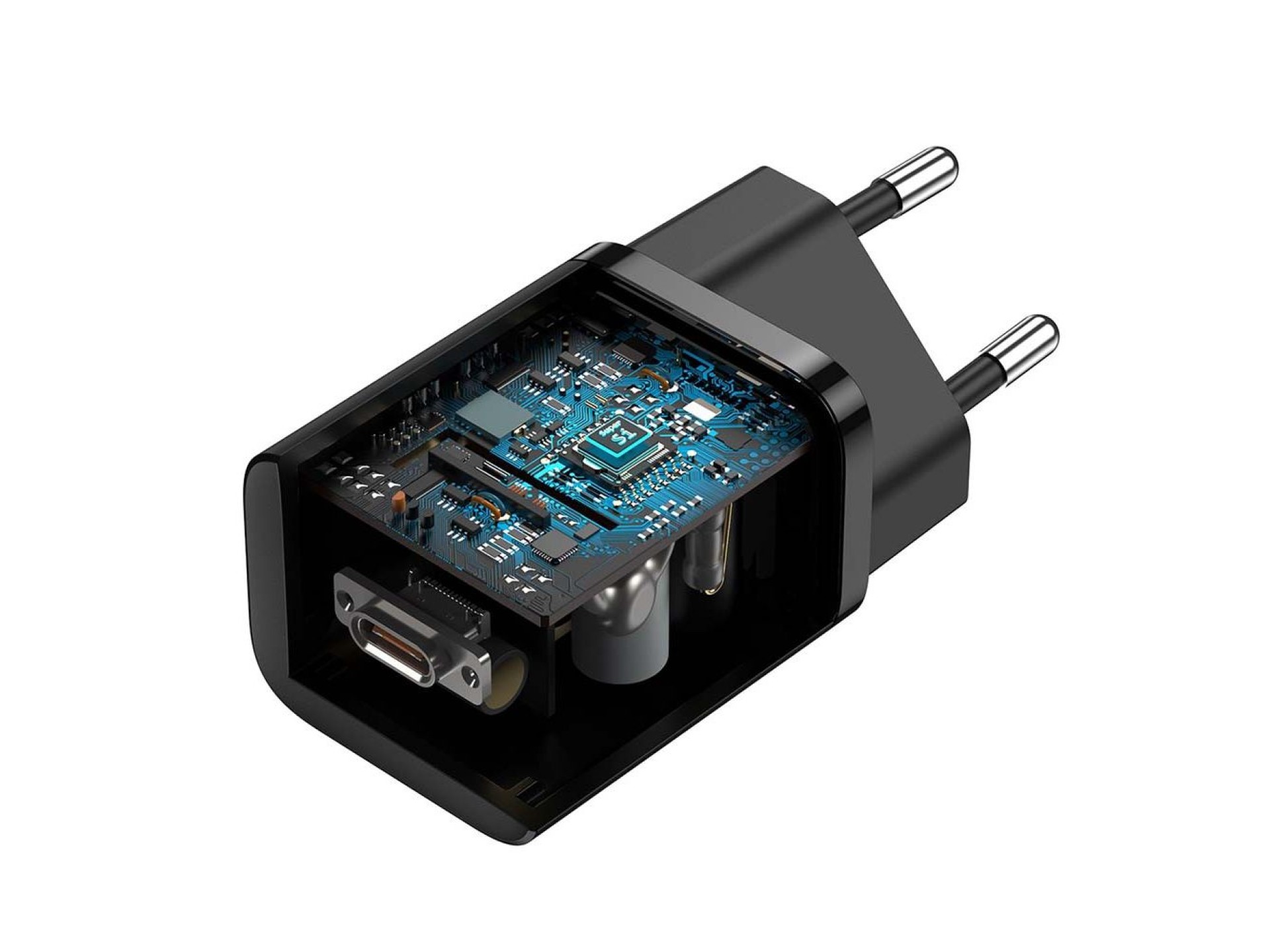 Carregador de parede Baseus Super Si PD 25W 1x USB-C preto + USB-C - cabo USB-C