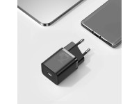 Carregador de parede Baseus Super Si PD 25W 1x USB-C preto + USB-C - cabo USB-C Carregador de parede Baseus Super Si PD 25W 1x USB-C preto + USB-C - cabo USB-C