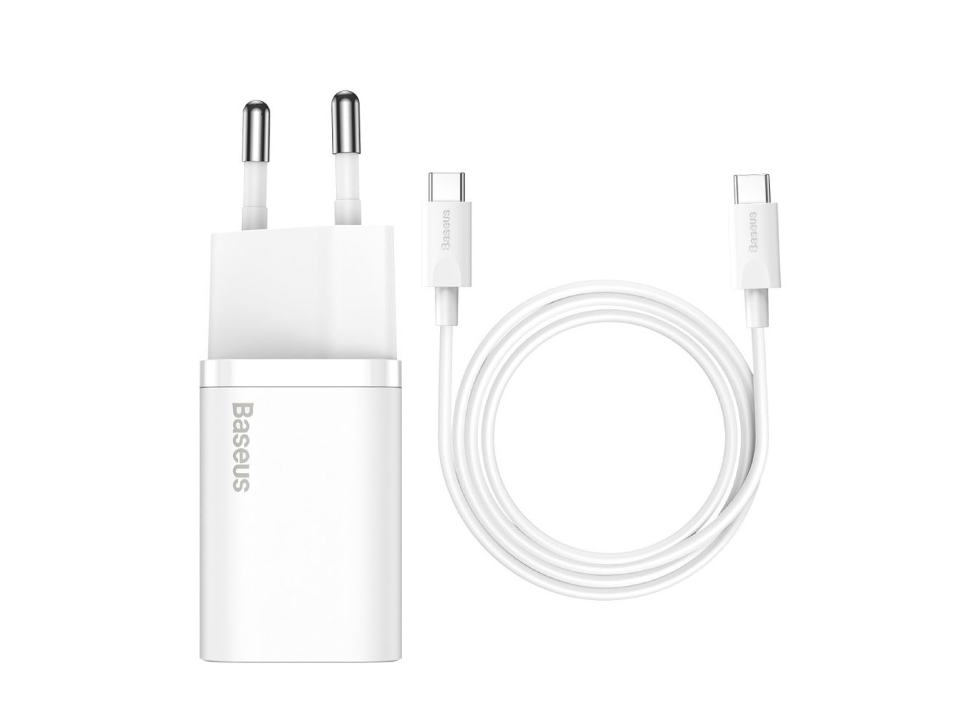 Carregador de parede Baseus Super Si PD 25W 1x USB-C branco + cabo USB-C - USB-C